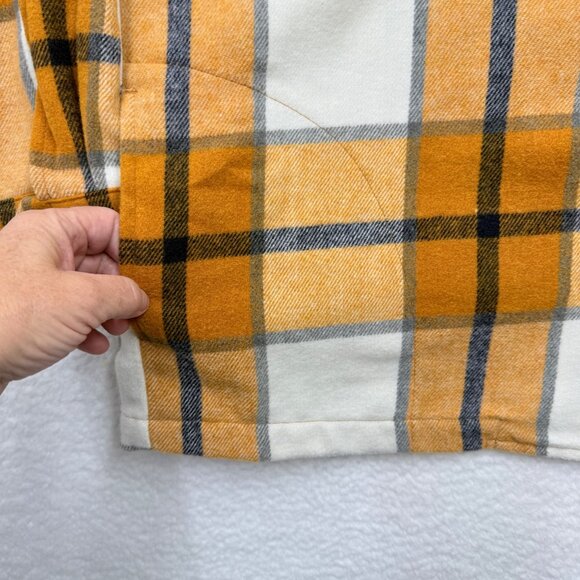 HFX Snap Front Orange Plaid Flannel Shacket Wool Blend Cabincore Outdoor Size M - Picture 4 of 11